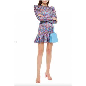 ROTATE Birger Christensen Womens Shelly Puff Sleeve Mini Dress Multicolor Size 8